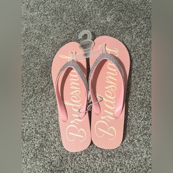 David's Bridal Shoes - New with tags David’s Bridal Bridesmaid pink rhinestone flip flops
